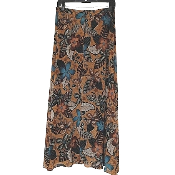 Floral Botanical Tropical Modest 90's Skirt 10 Leaves - Picture 9 of 10